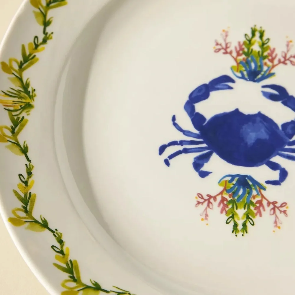 Anthropologie August Wren Crab Dinner Plate